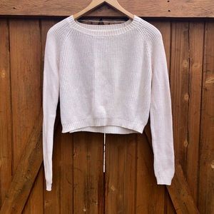 Cropped white long sleeve sweater